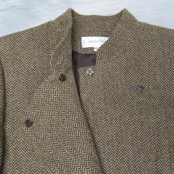 BRIGHTON Vintage Tweed Harringbone Blazer Jacket Skirt Set Womens Size 42 US 12 - Picture 5 of 13
